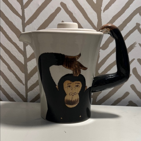 Pier 1 Monkey Design Ceramic Teapot - Picture 1 of 7